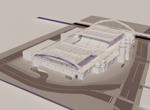 Maqueta del estadio de deportes sobre hielo