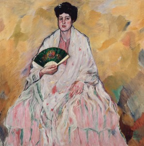 Cuadro de la colección BBVA de Francisco Iturrino González (Santander, 1864 – Cagnes-sur-Mer, 1924) titulado : "Mujer con abanico". Foto cedida.